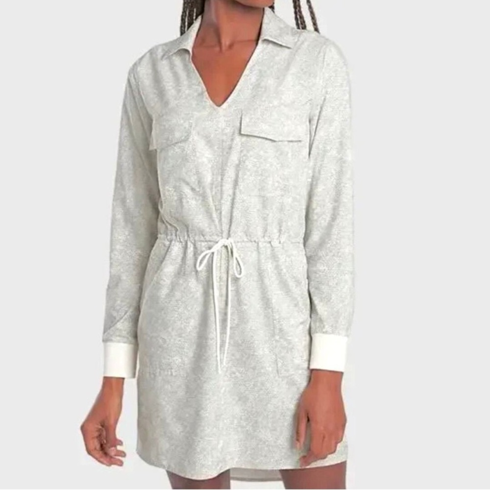 Athleta Zuma Printed Shirtdress Gray Size Large Lightweight Casual‎ Travel